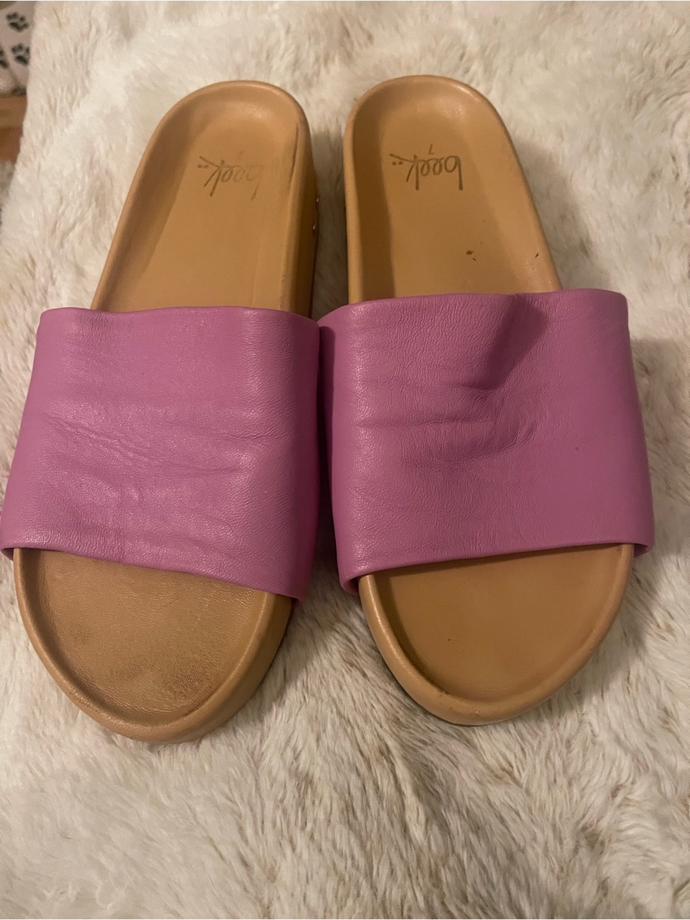 Beek Pink Leather Slide Sandals | Comfort Platform Slides | Size 7 - Picture 4 of 7